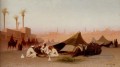 Repas de fin d’après midi dans un campement Orientaliste du Caire orientaliste Charles Théodore Frère